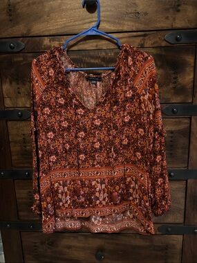 Women’s American Eagle Outfitters Rust Floral Peasant Blouse size XL